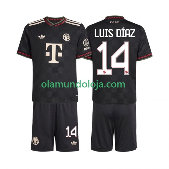 Camisola Bayern de Munique Luis Diaz 14 Criança Equipamento Terceiro 2025-2026 Manga Curta